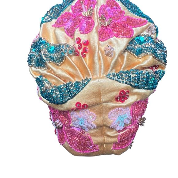 NWT Anthropologie Llani  Beaded Embellished Turban Gold Multi Botanical Hair Wra - Picture 4 of 12